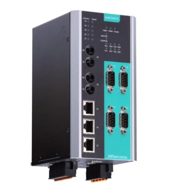 MOXA NPORT S9450I-2S-SC-WV-T Serwer 4 portów szregowych, switch zarządzalny3x Ethernet, 2x światłowód SS, zasilanie 24/48VDC