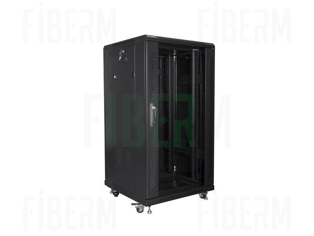 Κρεμαστή Ντουλάπα Ραφών RACK 19` 18U Βάθος 450mm Μαύρη Γυάλινη