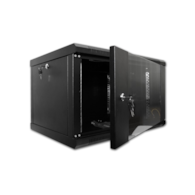 FIBERM Szafa RACK 19` wisząca 4U głębokość 450mm czarna drzwi szklane