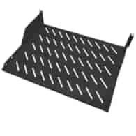 FIBERM Półka do szafy rack 19'' 1U 600mm czarna wzmocniona z podporami - do 120kg