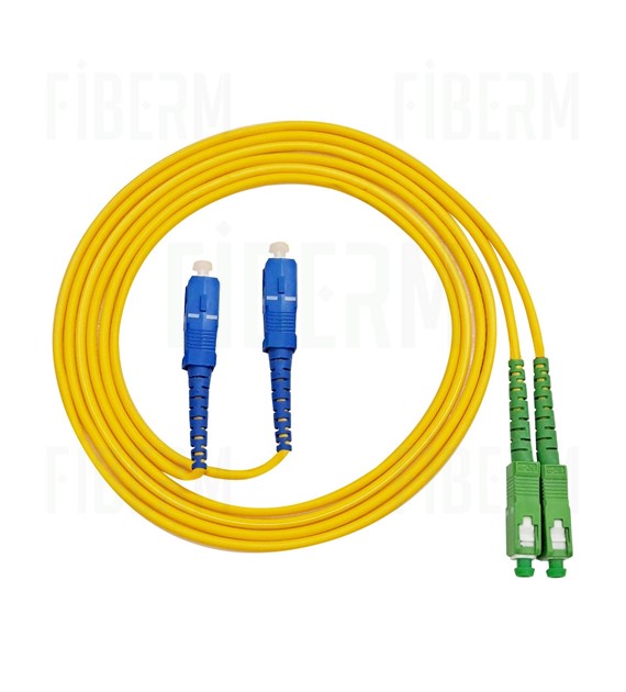 FIBERM Patchcord SC/APC-SC/UPC 3m Single Mode Duplex włókno G652D 3,0mm PVC