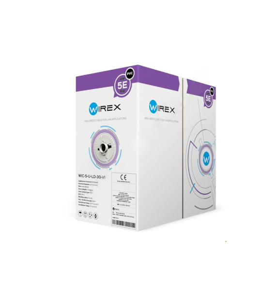 WIREX Kabel instalacyjny U/UTP CAT5E LSOH / Dca pudełko 500metrów WIC-5-U-LD-50B-VI