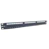 WIREX Patch Panel CAT5E UTP 24x RJ45 1U czarny z listwą wsporczą WPP-5-U-24-1-BL