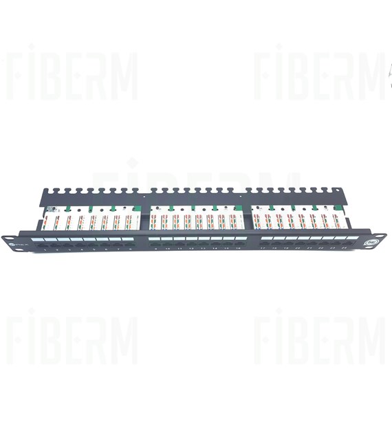 Patch Panel WIREX CAT5E UTP 24x RJ45 1U Nero con barra di supporto WPP-5-U-24-1-BL