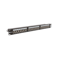 WIREX Patch Panel CAT5E STP 24x RJ45 1U czarny z listwą wsporczą WPP-5-S-24-1-BL