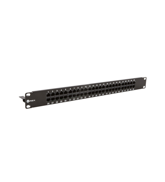 WIREX Patch Panel ISDN 50xRJ45 1U z listwą zaciskową WPP-ISDN-50-1-BL
