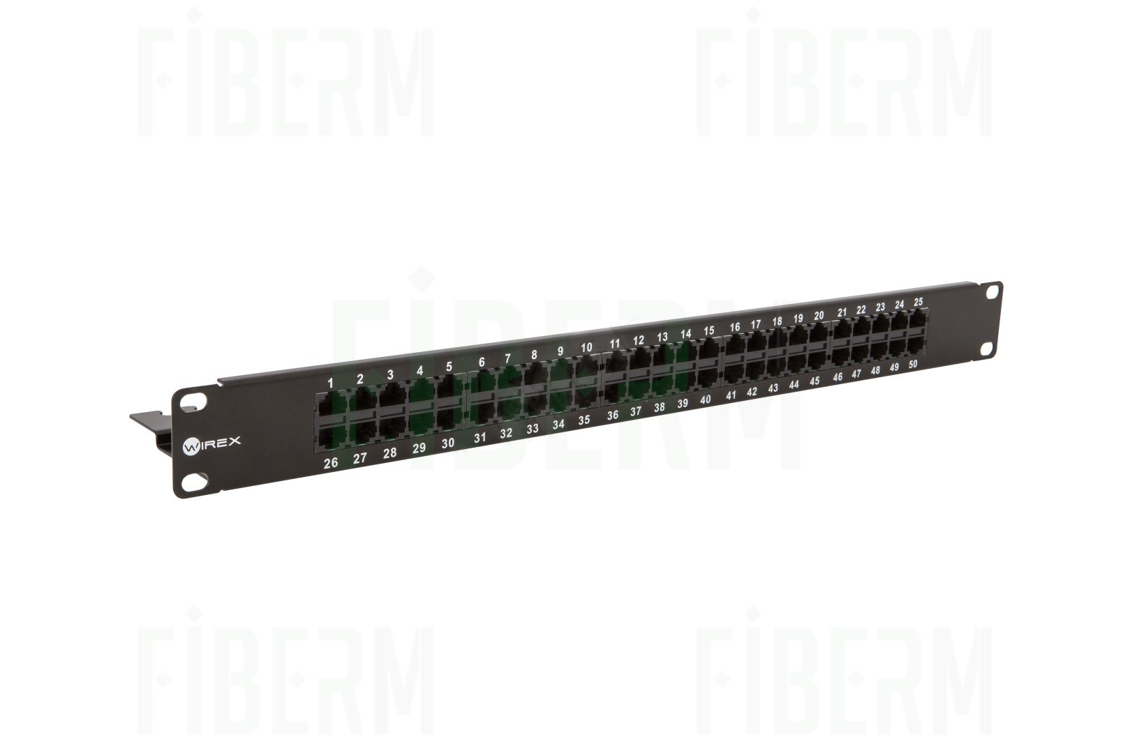 WIREX Patch Panel ISDN 50xRJ45 1U z listwą zaciskową WPP-ISDN-50-1-BL