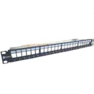 WIREX Patch Panel CAT6 STP dla 24 sztuk keystone czarny z listwą wsporczą WPP-6-S-24-1-BL