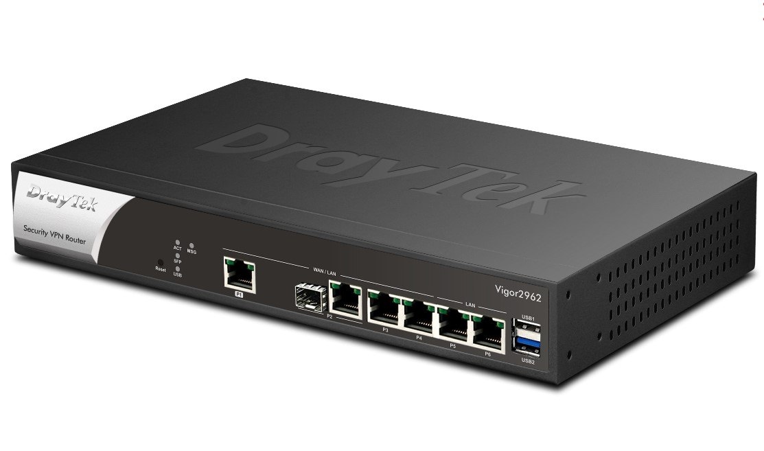 DrayTek Router Vigor 2962 2x WAN 4x LAN 2x USB, 20 Podsieci, 200 VPN, 150 tyś. sesji
