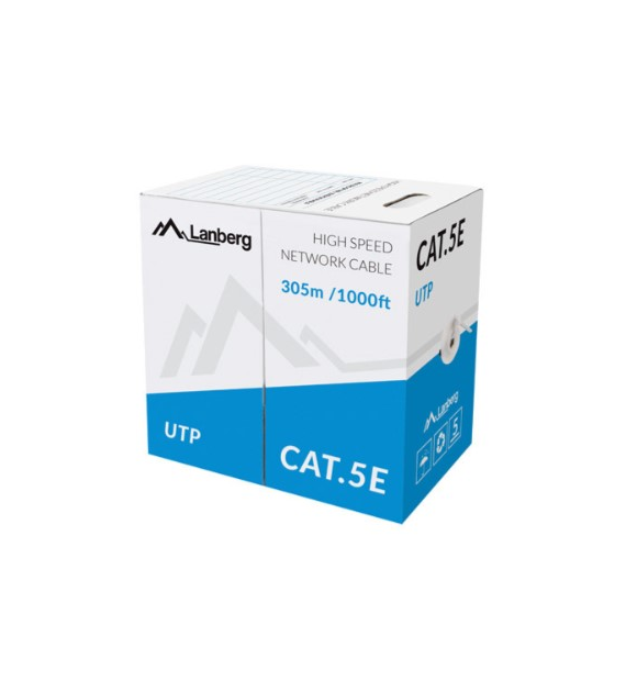 LANBERG KABEL LAN UTP KAT.5E 305M DRUT CU SZARY CPR + FLUKE PASSED