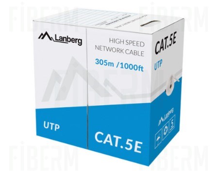 LANBERG KABEL LAN UTP KAT.5E 305M DRUT CU SZARY CPR + FLUKE PASSED