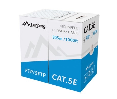 LANBERG KABEL LAN FTP KAT.5E 305M DRUT CU SZARY CPR + FLUKE PASSED