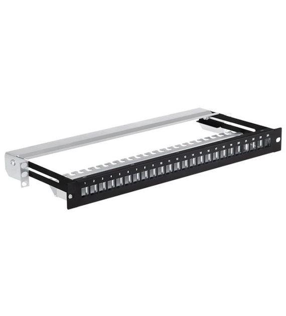 StalFlex Patch panel modularny, wysuwany 19  1U 24 porty, czarny PPM19-1U-24P-S-B