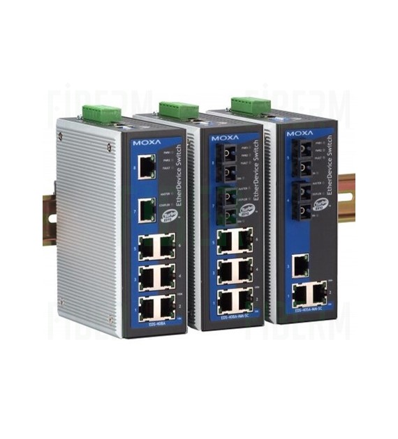 Moxa switch zarządzalny, 6 portów 10/100BaseTx, 2 porty światłowodu wielomodowego SC, temp. pracy od 0 do 60 stopni C