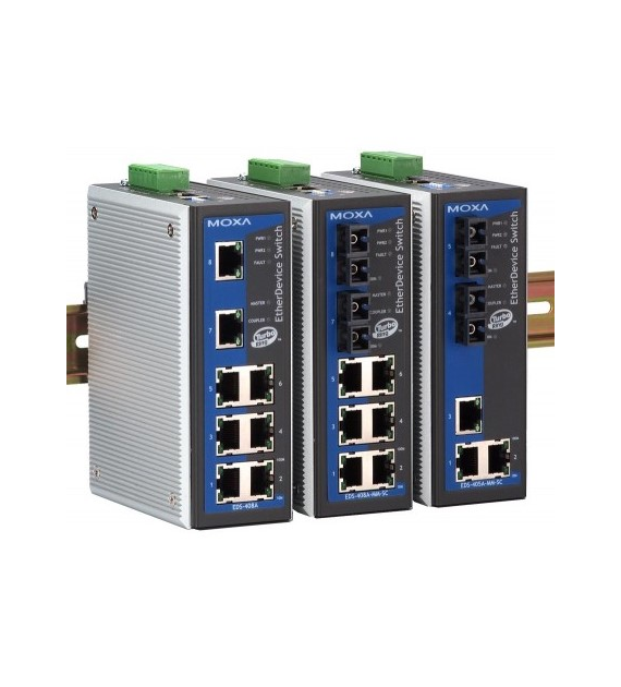 Moxa switch zarządzalny, 6 portów 10/100BaseTx, 2 porty światłowodu wielomodowego SC, temp. pracy od 0 do 60 stopni C