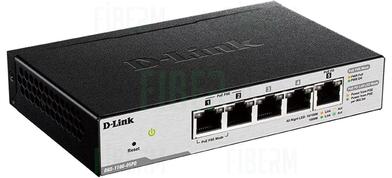 D-LINK DGS-1100-05PD - Chytrý Switch 5 x 10/100/1000 PoE