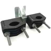 Adjustable double bracket on a pole for pipes 25-46mm