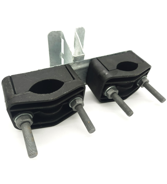 Uchwyt podwójny regulowany na słup
 wirowany dla rur 25-46mm