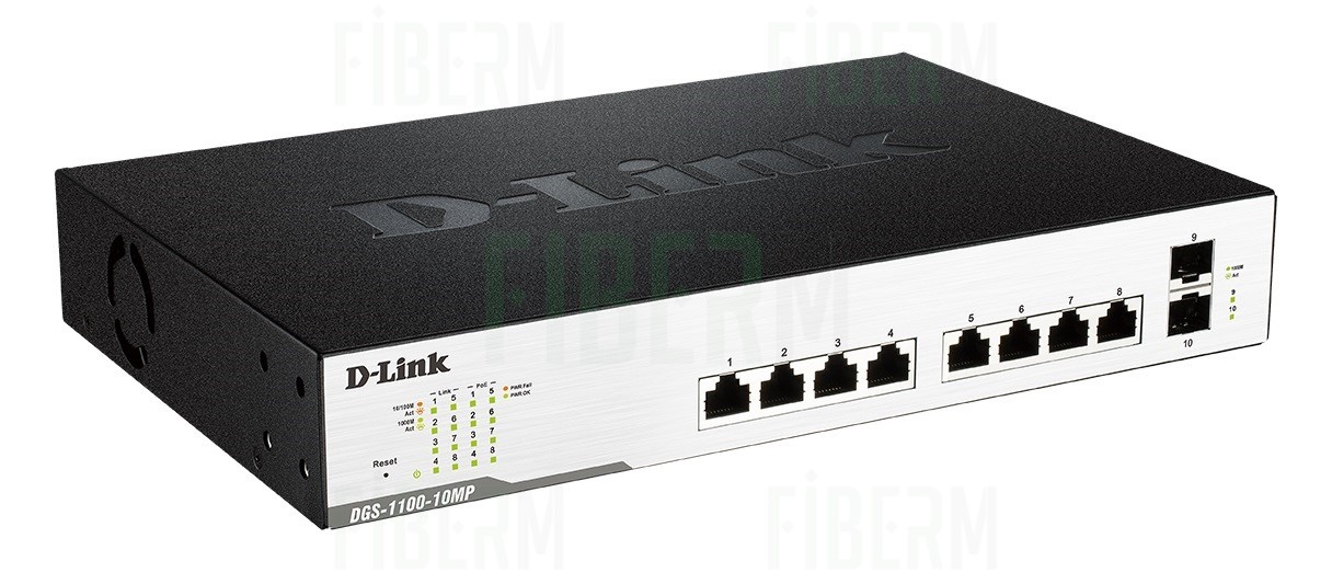 D-LINK DGS-1100-10MP - Chytrý Switch 8 x 10/100/1000 PoE 2 x SFP