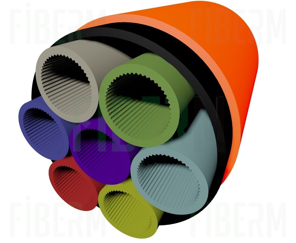 HDPE Thin-Walled Microduct Bundle 4 x fi 8/6mm in a double-walled pipe for direct burial installation