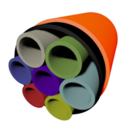 Wiązka / pakiet mikrorurek cieńkościennych HDPE 4 x fi 12/10mm w rurze dwuściennej do instalacji bezpośrednio w ziemi