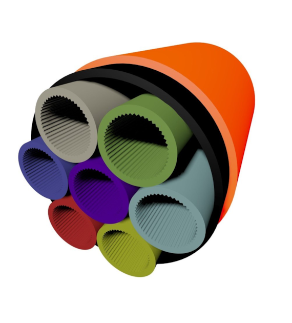 Wiązka / pakiet mikrorurek cieńkościennych HDPE 4 x fi 12/10mm w rurze dwuściennej do instalacji bezpośrednio w ziemi