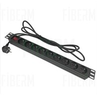 Multipresa UPS Spina C14 9-Porte 3m Alloggiamento in alluminio 19 