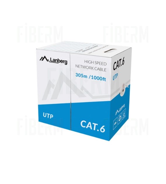 Cable LAN LANBERG UTP CAT.6 305M Cable de Cobre Gris CPR + APROBADO FLUKE