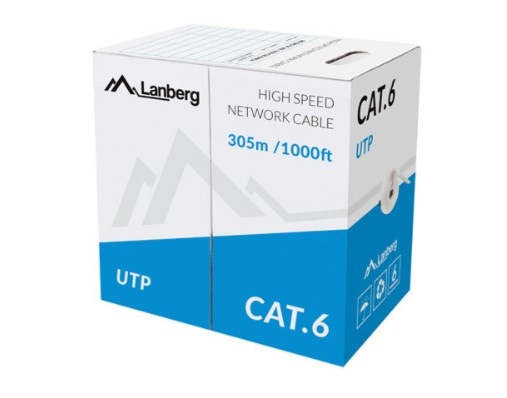 LANBERG KABEL LAN UTP KAT.6  305M DRUT CU SZARY CPR + FLUKE PASSED