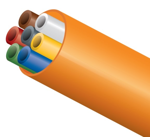 DuraPack Wiązka / pakiet mikrorurek cieńkościennych HDPE 7 x fi 12/10mm w rurze jednościennej do instalacji bezpośrednio w ziemi