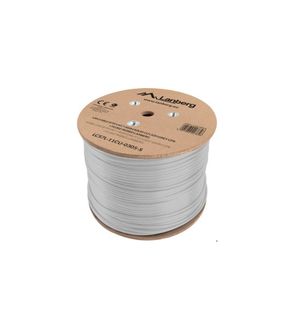 LANBERG Kabel LAN SFTP CAT7 Szpula 305M drug Cu SZARY CPR + FLUKE PASSED