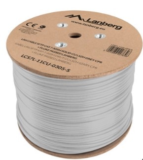LANBERG Kabel LAN SFTP CAT7 Szpula 305M drug Cu SZARY CPR + FLUKE PASSED