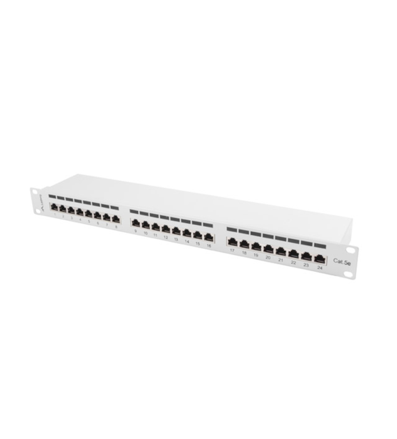 LANBERG Patch Panel 24 porty 1U CAT5E ekranowany szary