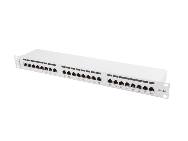 LANBERG Patch Panel 24 porty 1U CAT5E ekranowany szary