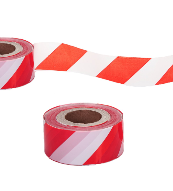 Taśma ostrzegawcza 100m  biało-czerwona, szer. 10 cm