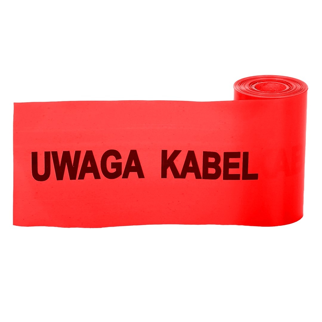Taśma ostrzegawcza 100 metrów z nadrukiem, kable wysokiego i średniego napięcia