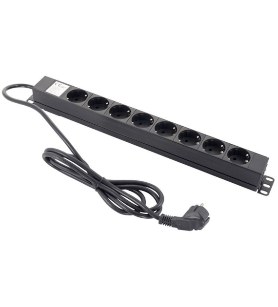 Listwa zasilająca 8 portowa 2m obudowa ALU 19`