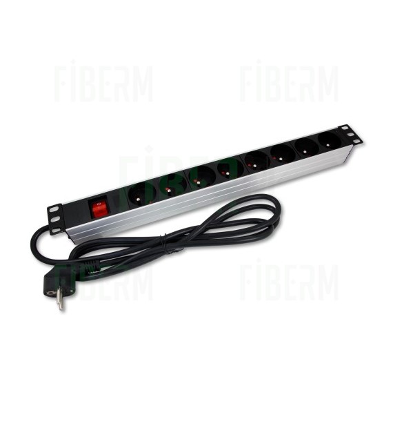 8-port Power Strip 2m with Switch Aluminum Housing 19 