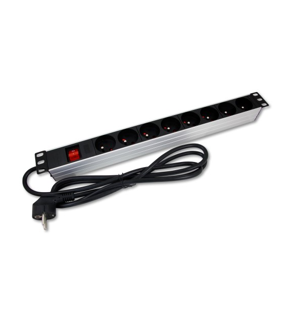 Listwa zasilająca 8 portowa 2m z włącznikiem obudowa ALU 19`