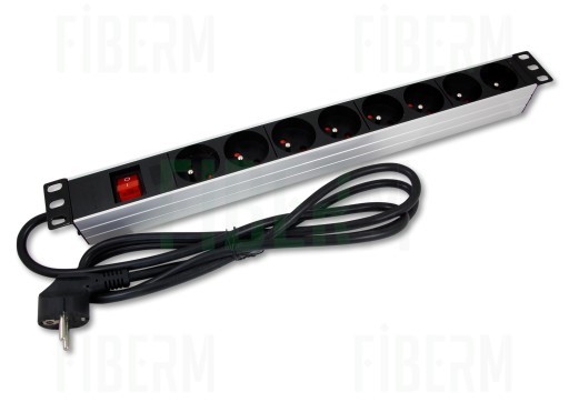 8-port Power Strip 2m with Switch Aluminum Housing 19 