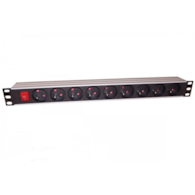 9-vtiščna UPS Podaljšek z Stikalom 2m, Ohišje iz Aluminija 19 