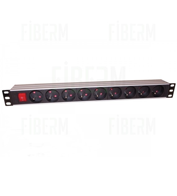9-port UPS Power Strip 2m with Switch Aluminum Housing 19 