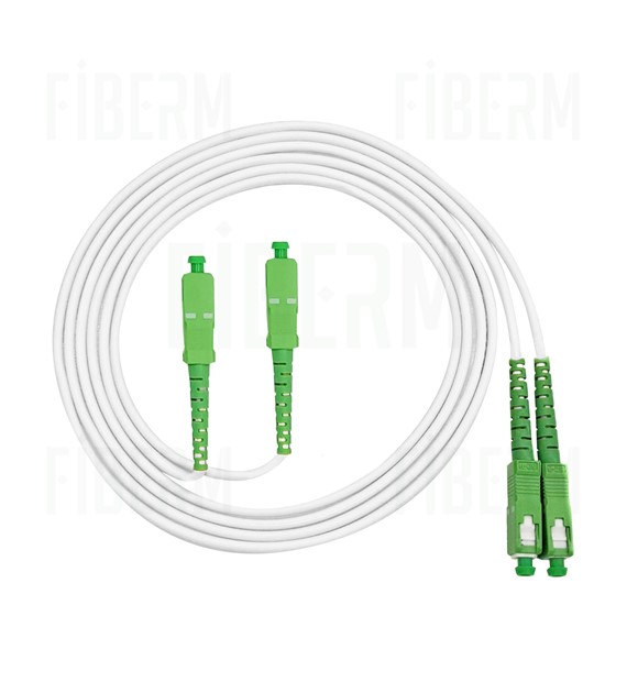 FIBERM Patchcord SC/APC-SC/APC 5m Single Mode Duplex włókno G657A 3,0mm PVC