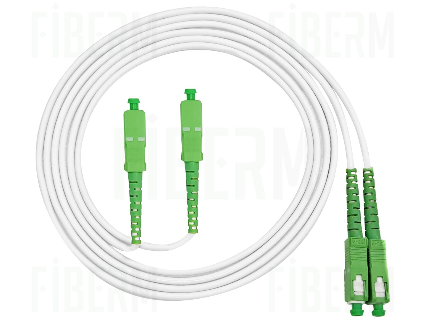 FIBERM Patchcord SC/APC-SC/APC 5m Single Mode Duplex włókno G657A 3,0mm PVC