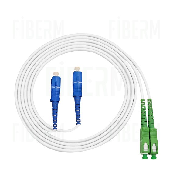 FIBERM Patchcord SC/APC-SC/UPC 5m Single Mode Duplex włókno G657A 3,0mm PVC