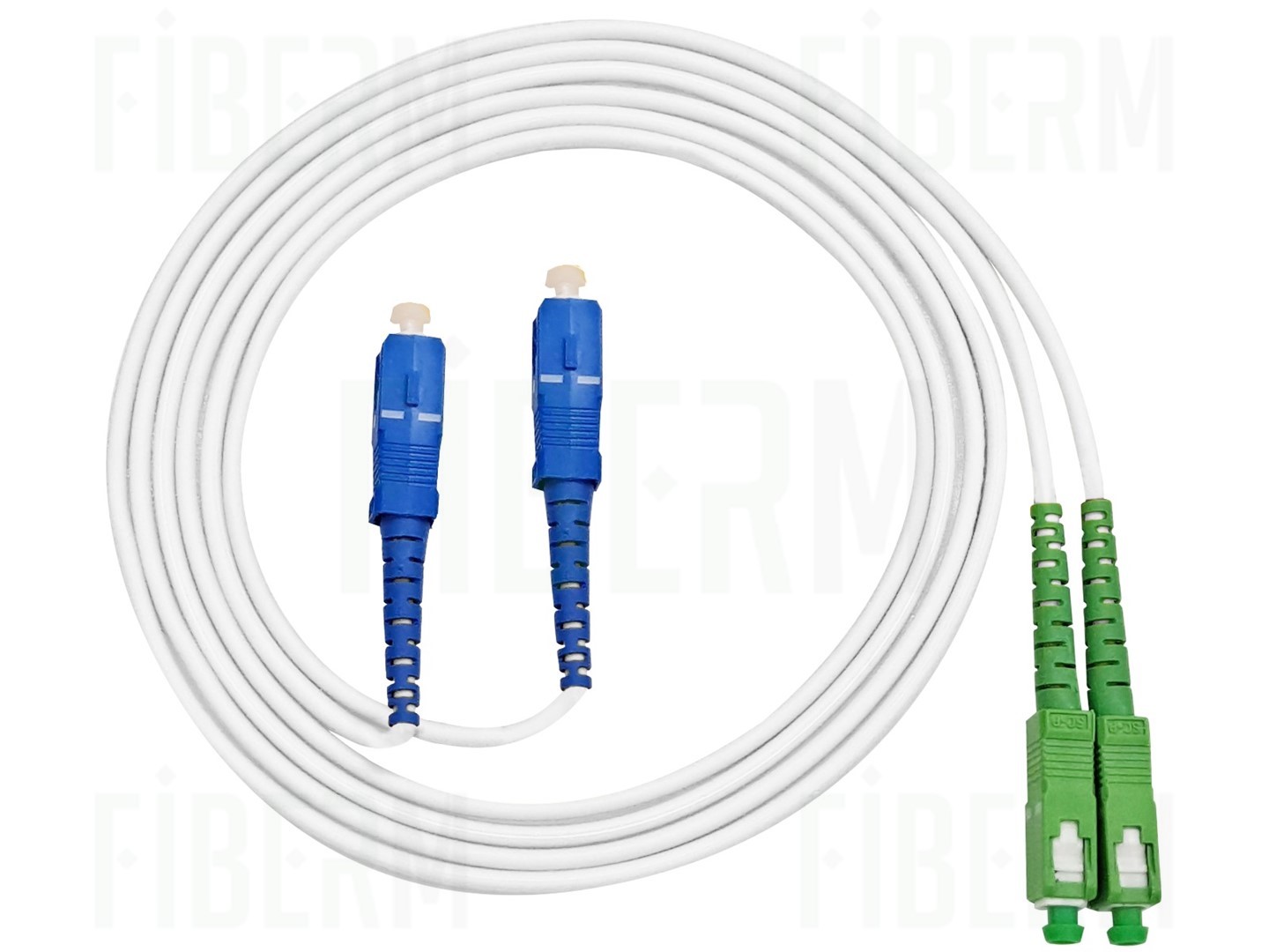 FIBERM Patchcord SC/APC-SC/UPC 5m Single Mode Duplex włókno G657A 3,0mm PVC