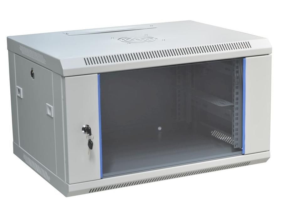 ipTIME Szafa RACK 19` wisząca 6U głębokość 600mm szara drzwi szklane