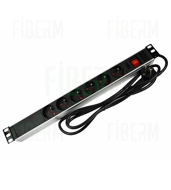6-port Power Strip 2m with Switch Aluminum RACK 19 