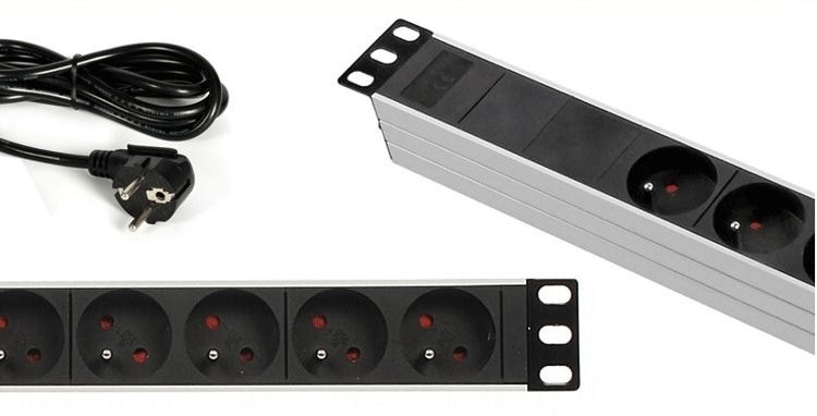 Listwa zasilająca 6 portowa 3m obudowa  ALU RACK 19`