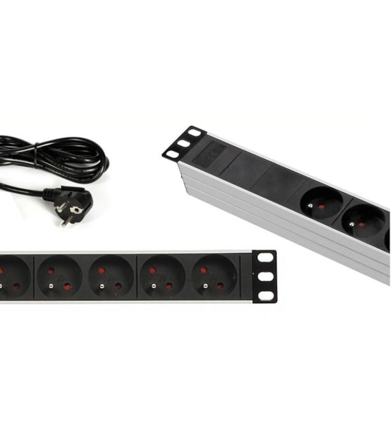 Listwa zasilająca 6 portowa 2m obudowa  ALU RACK 19`